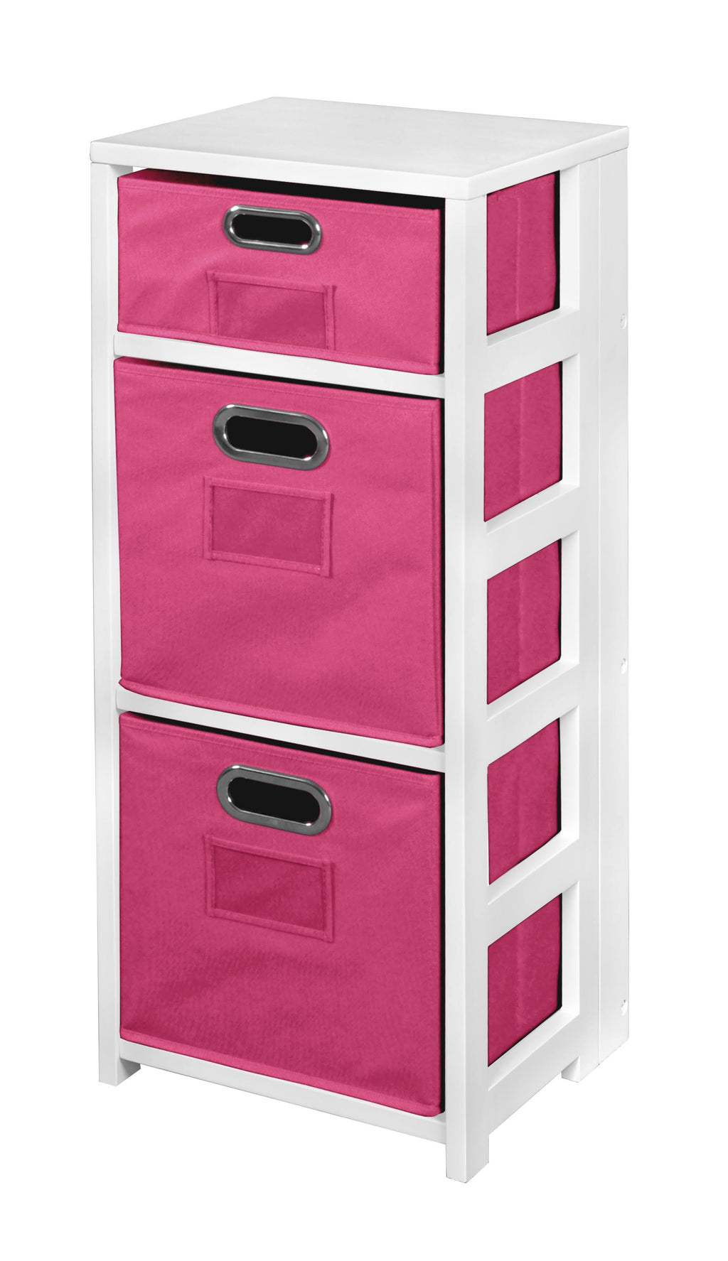 34 in. Square Folding Bookcase with Fabric Bins T566429