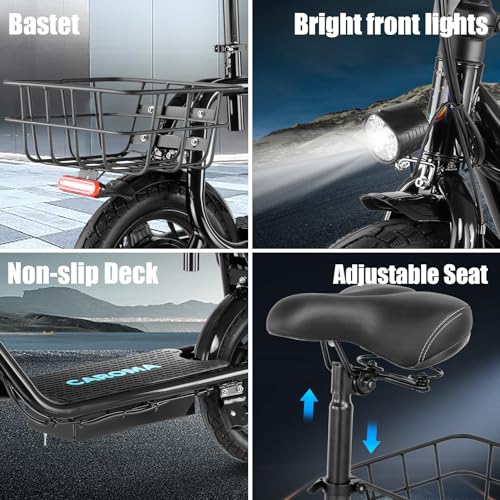 500W/800W/1200W Electric Scooter with Seat, 14" Fat Tire, Foldable R698