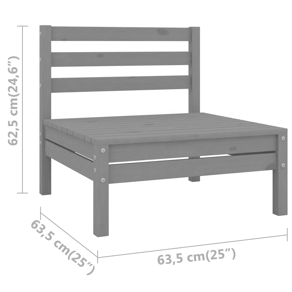 Gray Solid Wood Pine Patio Sofa L110