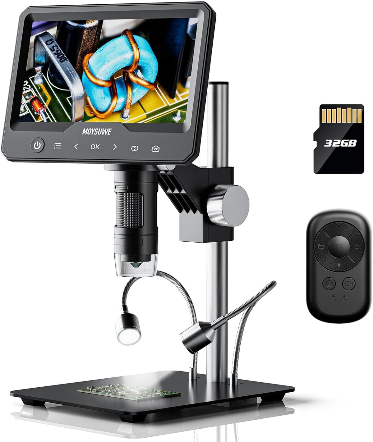7'' LCD Digital Microscope, 1200X, 1080P, 32GB E2055