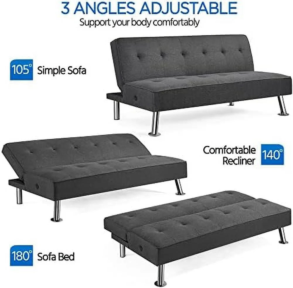Convertible Futon Sofa Bed with USB Charging Ports H3452