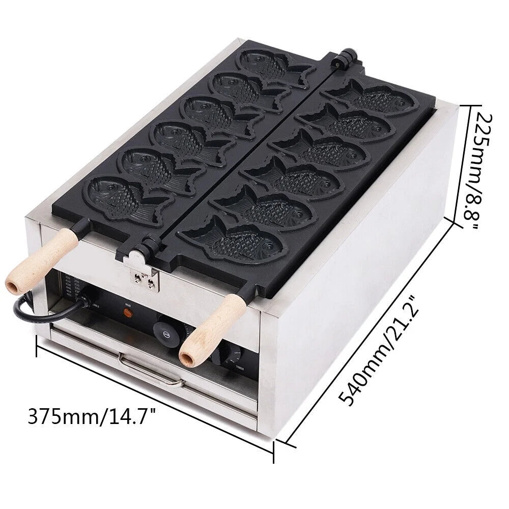 Nonstick Stainless Steel Fish Shape Waffle Iron Baker Machine S902