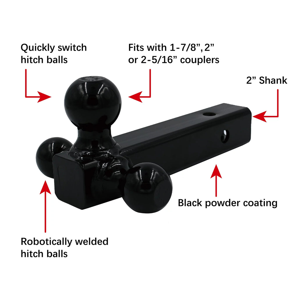 Black Steel Tri-Ball Trailer Hitch Mount Y68689