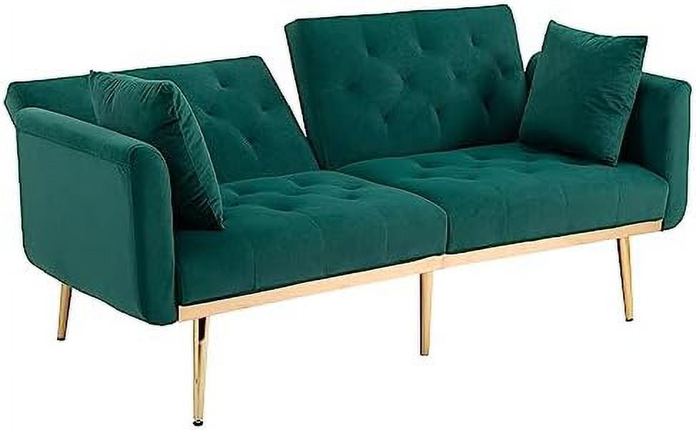 Peach Velvet Loveseat with 7 Gold Metal Legs G999652