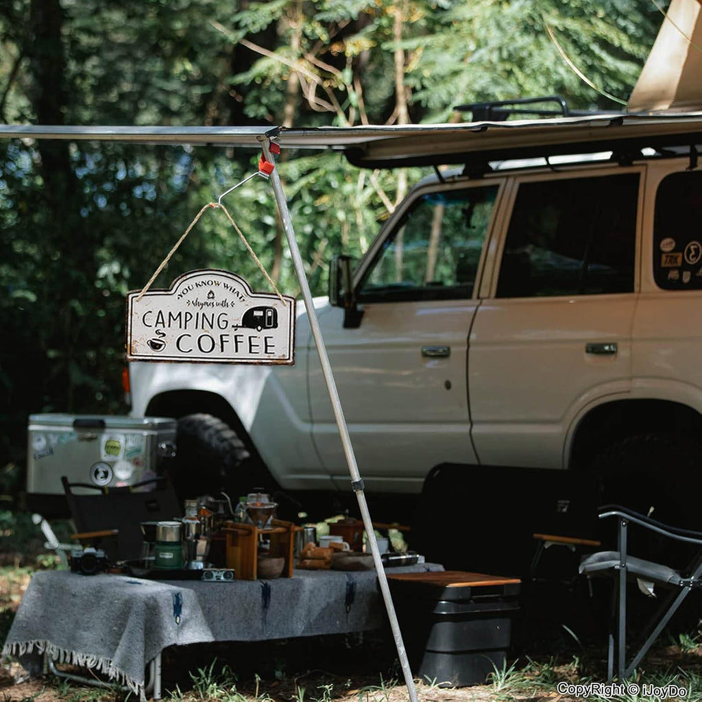 Camping Coffee Metal Sign 14 X 8 Inch Y260