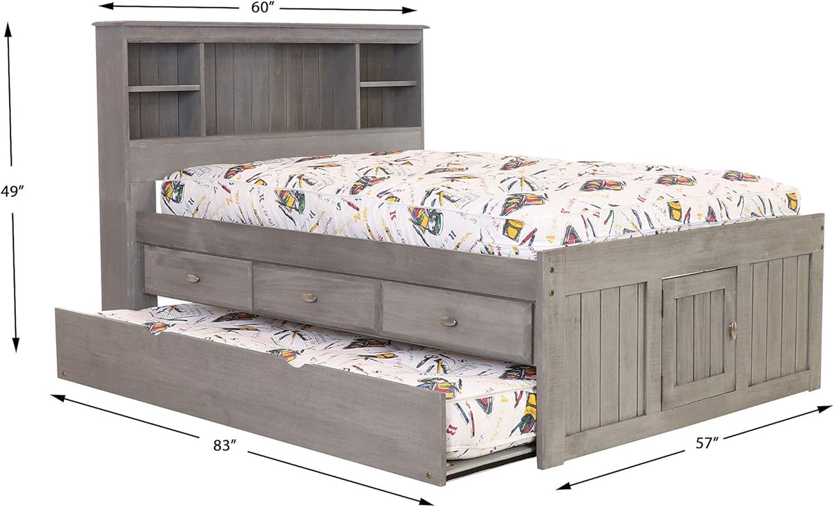 Full Bookcase Bed with 3 Drawers & Trundle R990634