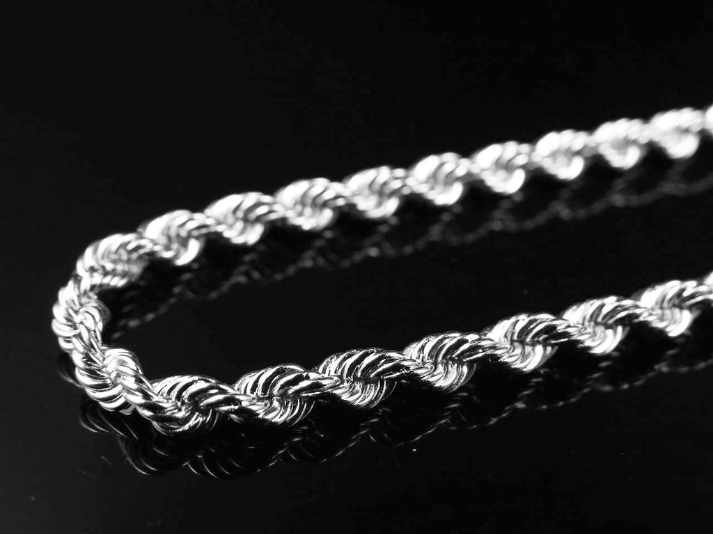 10K White Gold Hollow Rope Chain 2.5MM 18-28 Inches F787