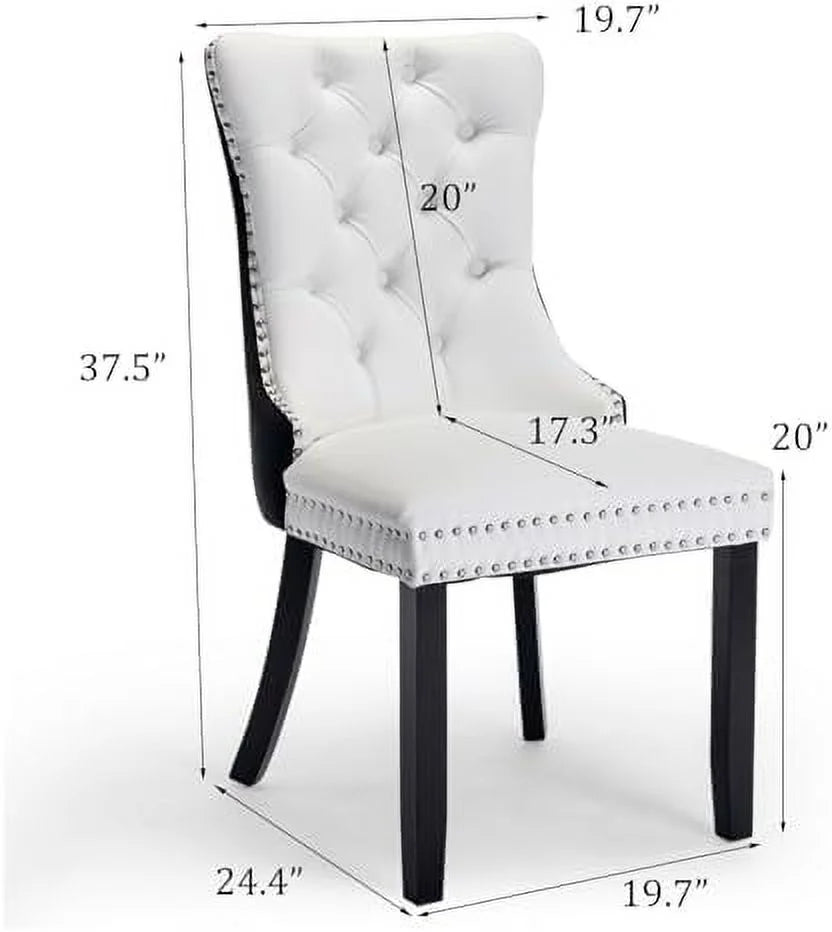 Velvet Dining Chairs Set of 6 Tufted Button Back Solid Wood Legs Khaki M418676