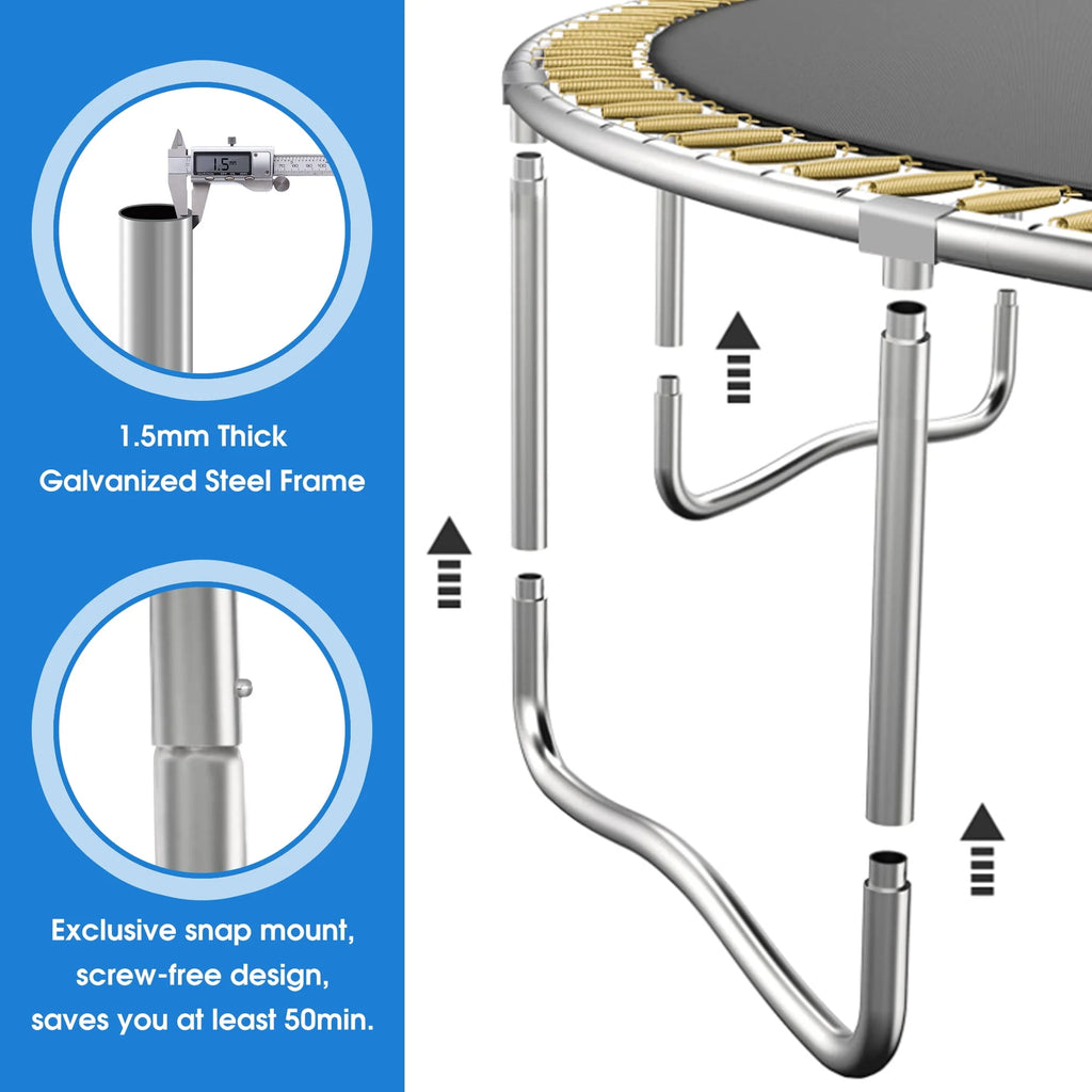 14FT Trampoline with Enclosure and Basketball Hoop P2366
