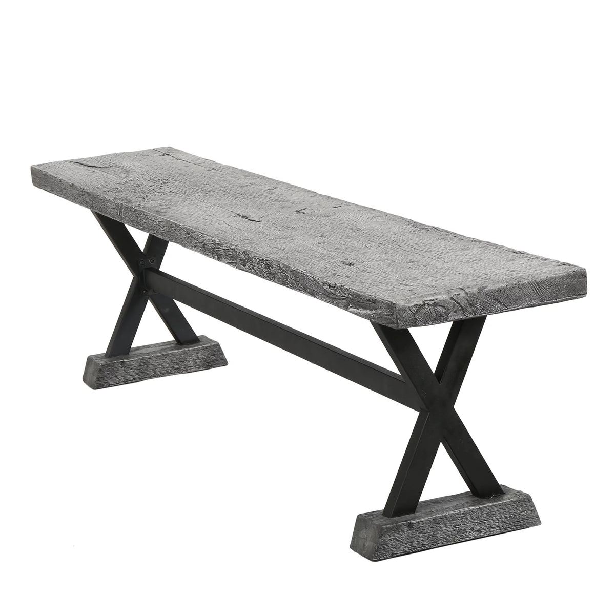 Grey Concrete and Steel Dining Bench F888564