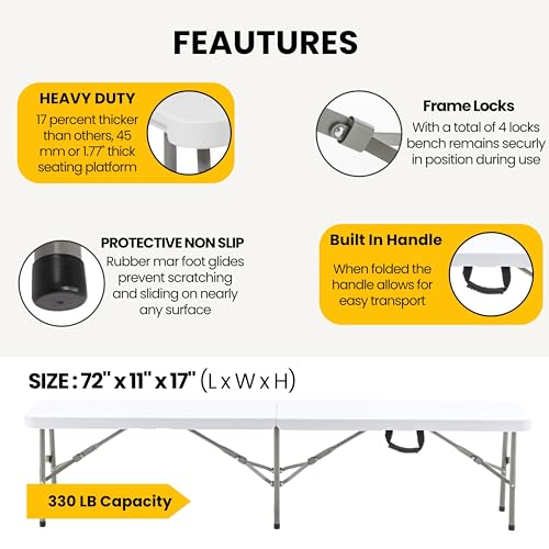 6 Feet Plastic Folding Bench with Handle F31958