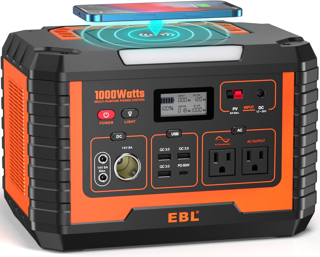 Portable Power Station 1000, 110V/1000W Solar Generator, 999Wh/270000mAh Lithium Battery L37262