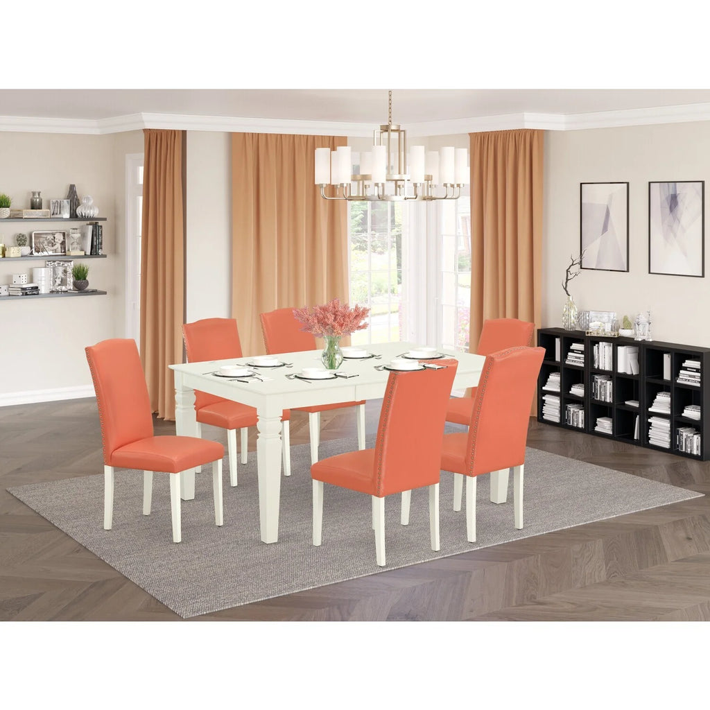 Rectangular Dinette Table with 18 In Leaf and 6 Parson Chair I688414