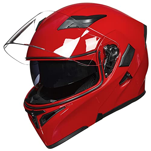 Motorcycle Dual Visor Flip up Modular Full Face Helmet DOT G35223