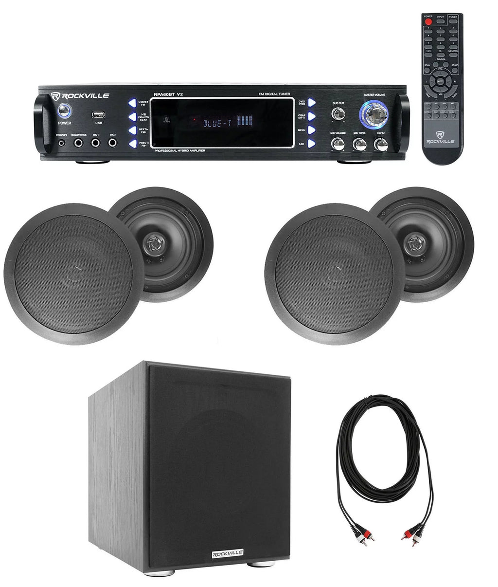 6.5" Black Ceiling Speaker Bluetooth Receiver Subwoofer O200