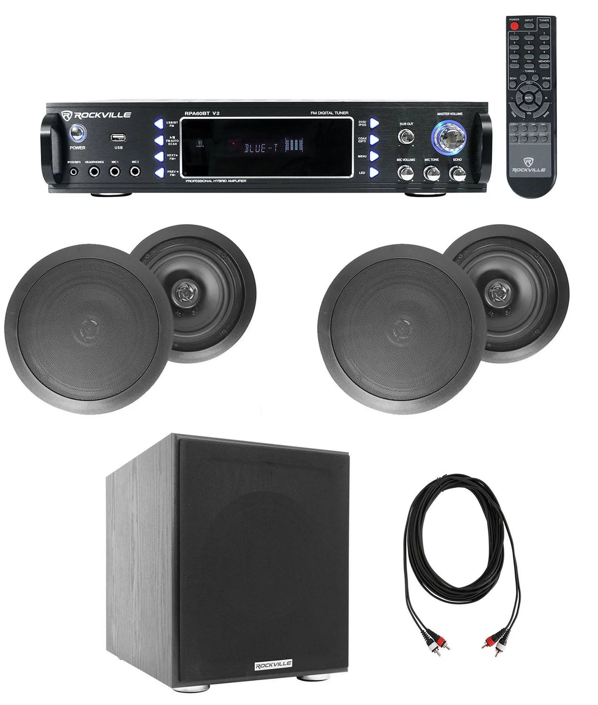 6.5" Black Ceiling Speaker Bluetooth Receiver Subwoofer O200