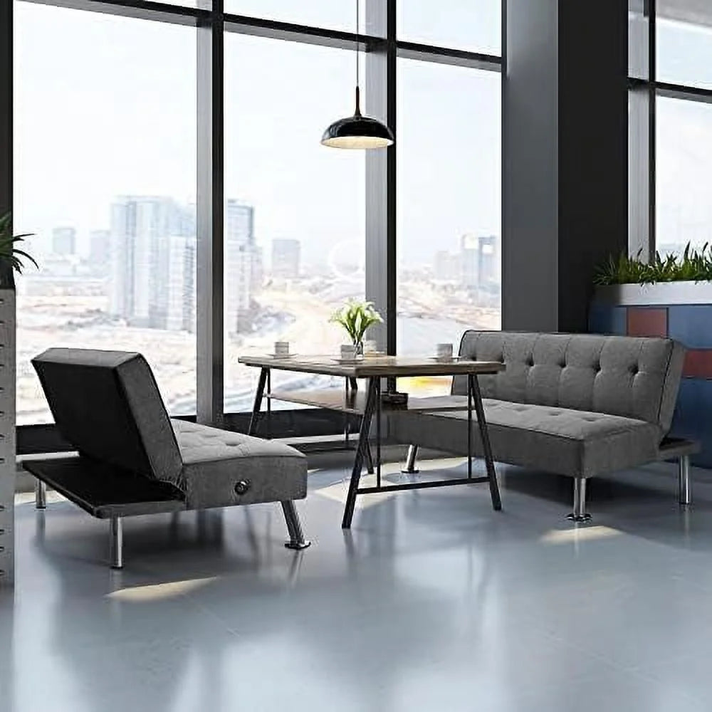 Convertible Futon Sofa Bed with USB Charging Ports H3452