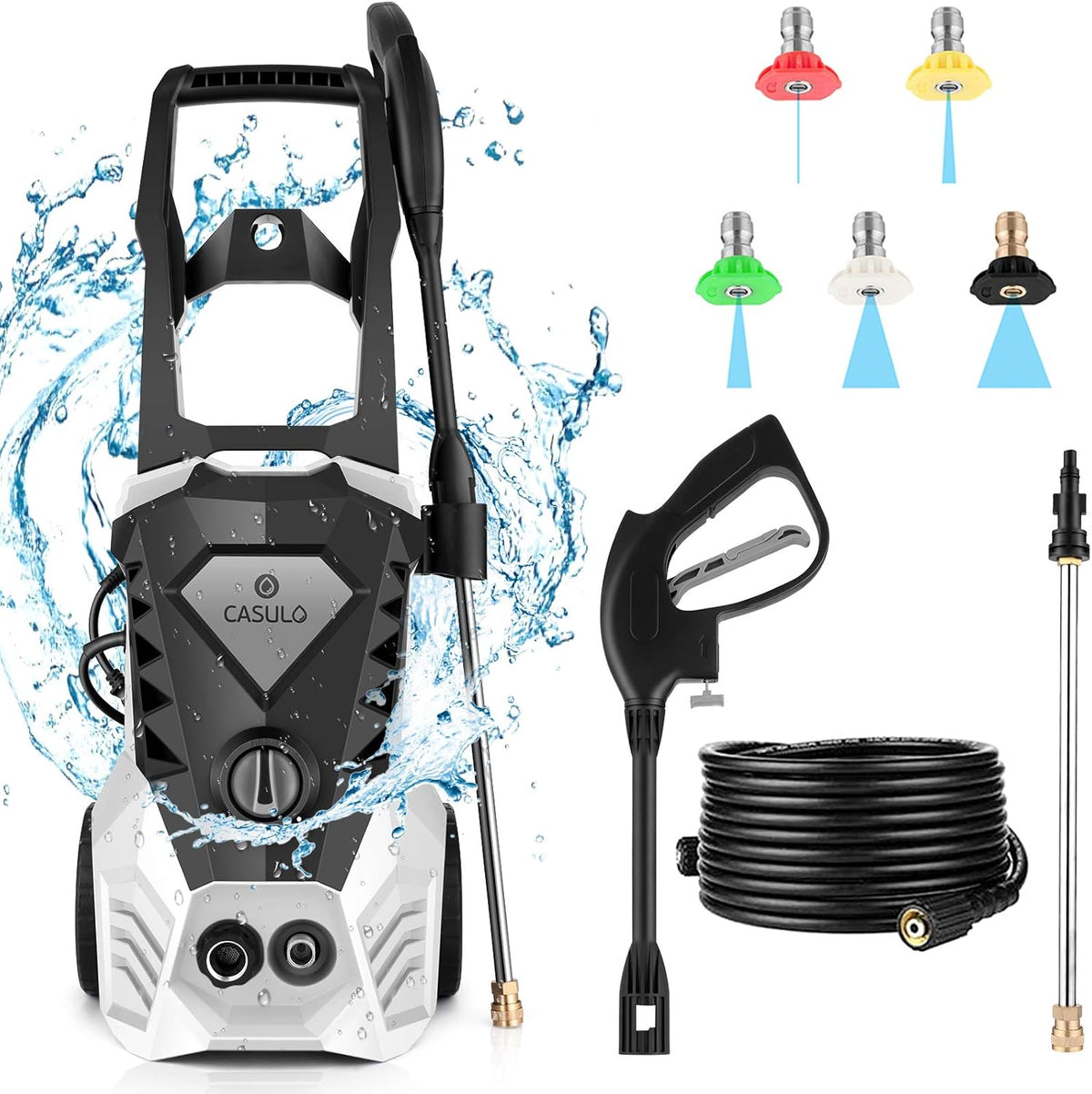 1800W Electric Pressure Washer with 5 Nozzles and Hose Reel G741493