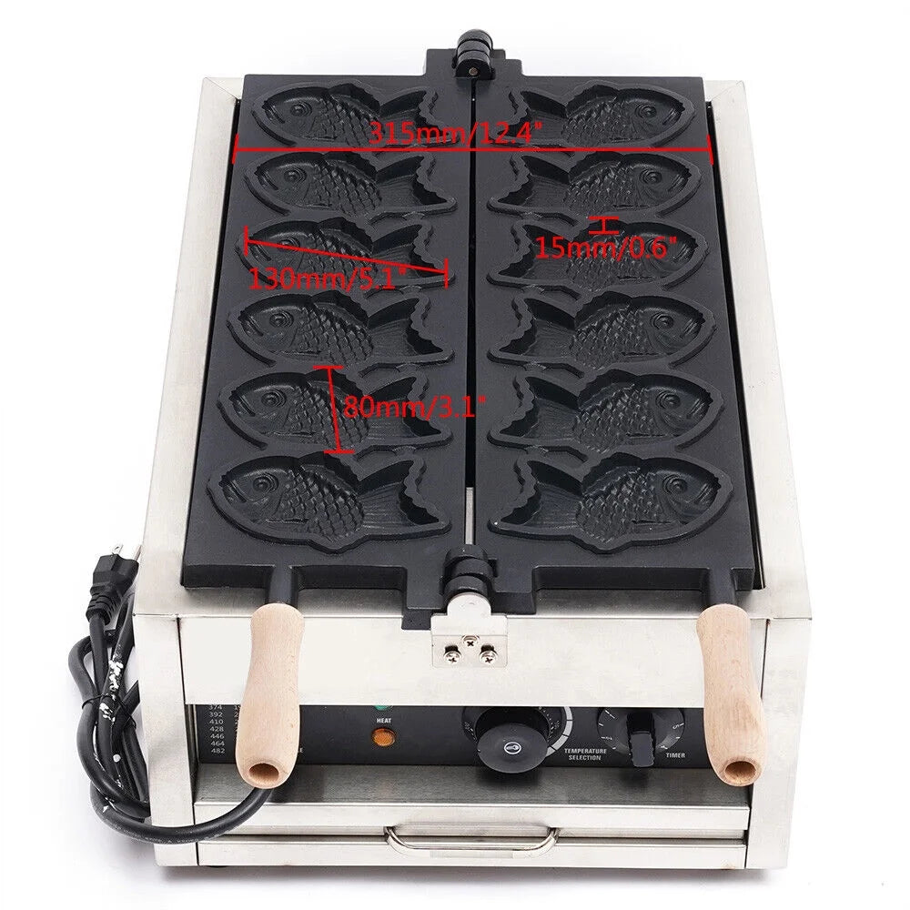 Nonstick Stainless Steel Fish Shape Waffle Iron Baker Machine S902