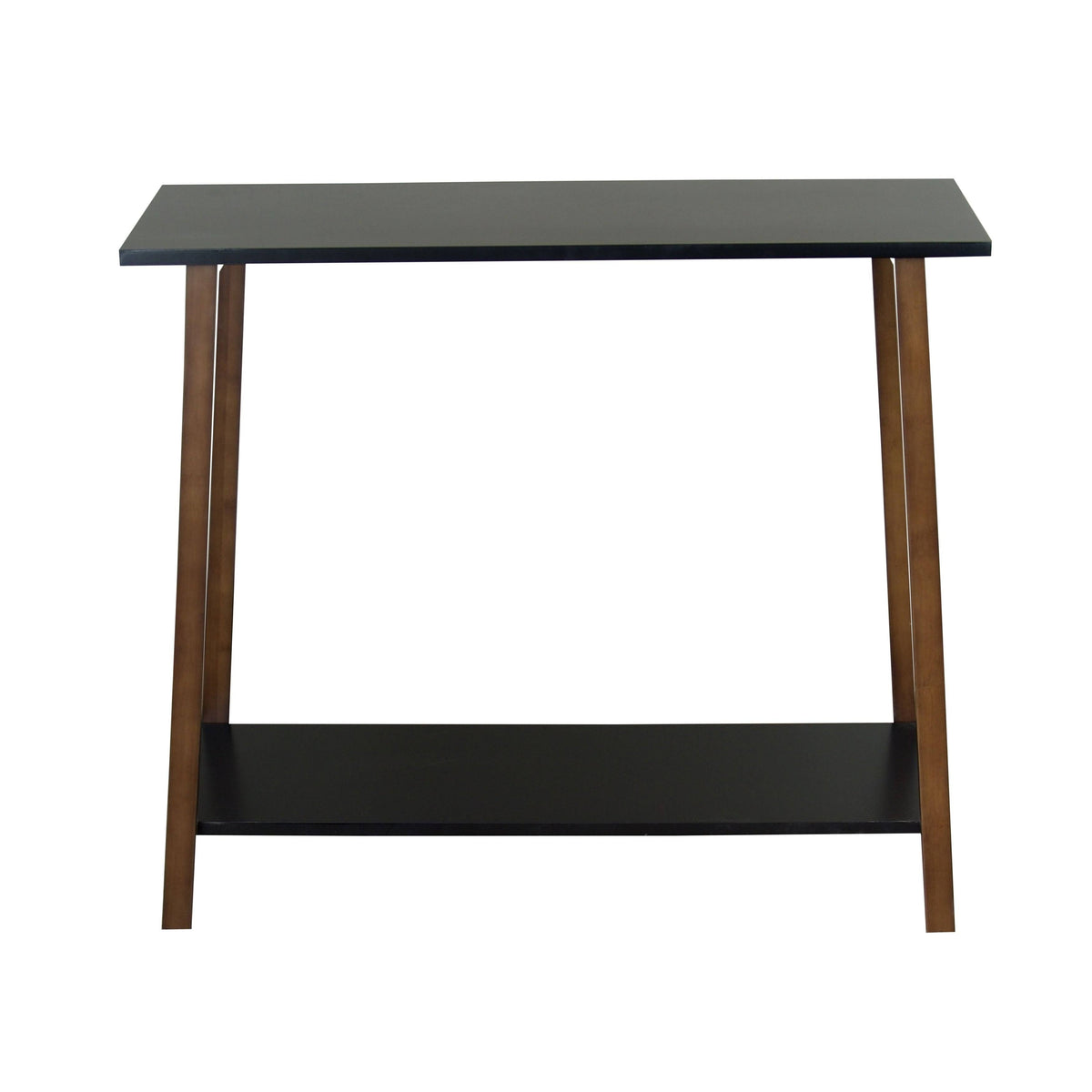 White 2-Tier Solid Bamboo Console Table D6354