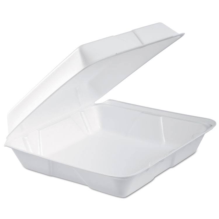 Foam Hinged Lid Container, 1-Comp, White, 100/Bag F231