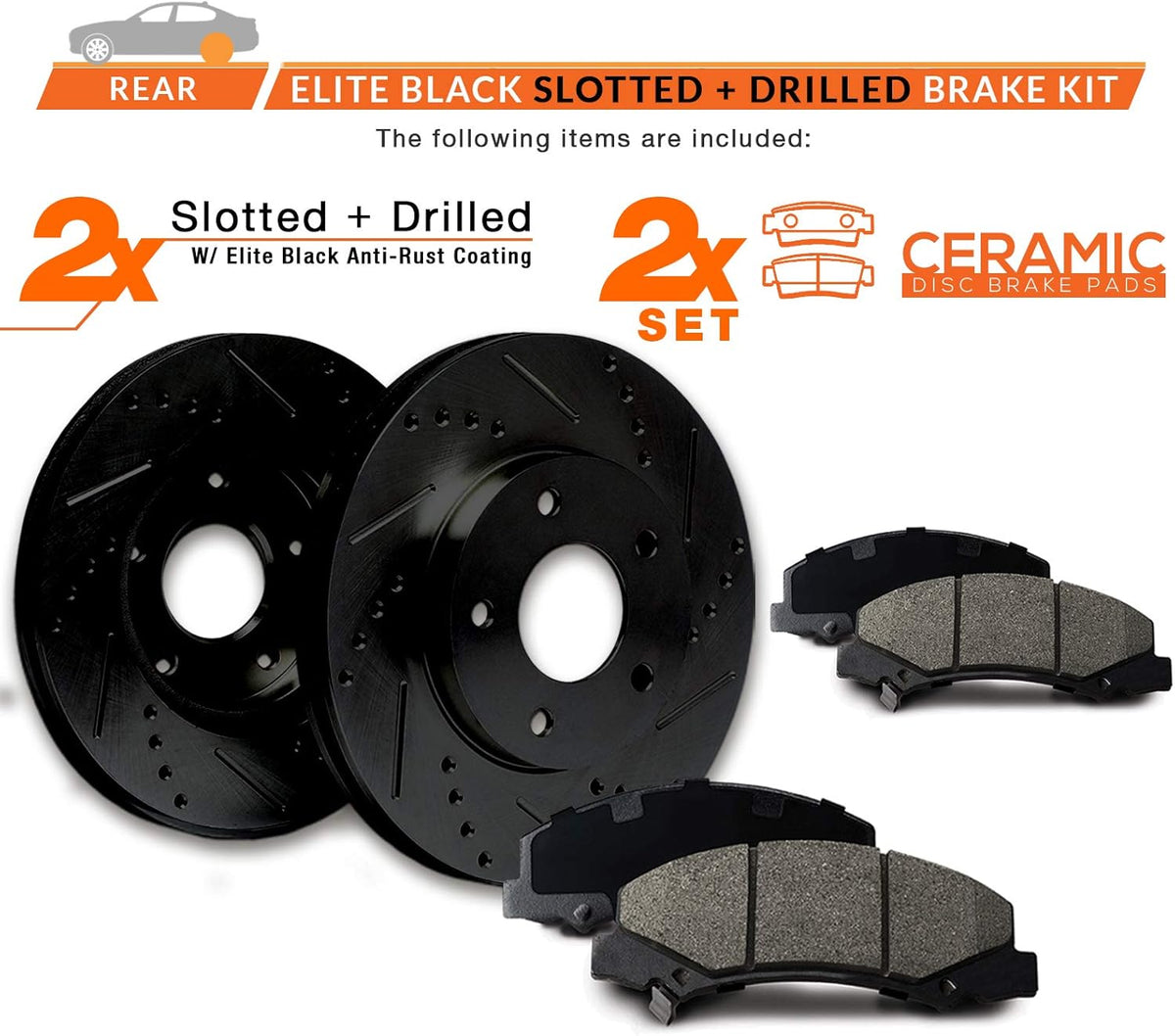 Rear Carbon Ceramic Brake Rotors with Pads J6094
