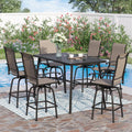 7 Piece Patio Bar Swivel Stool Furniture Set and Umbrella Hole Table O226