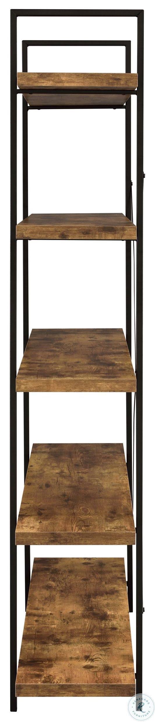 Antique Nutmeg and Black 5-Shelf Bookcase N4984