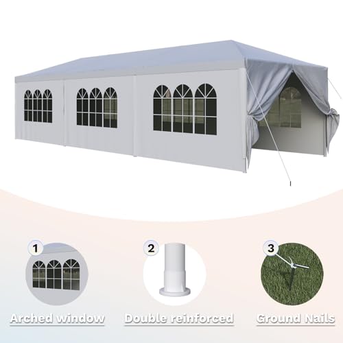 10'x30' Waterproof Party Tent Canopy with Removable Sidewalls W588962