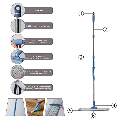 Commercial Flat Microfiber Floor Mop with 4 Washable Pads M35412