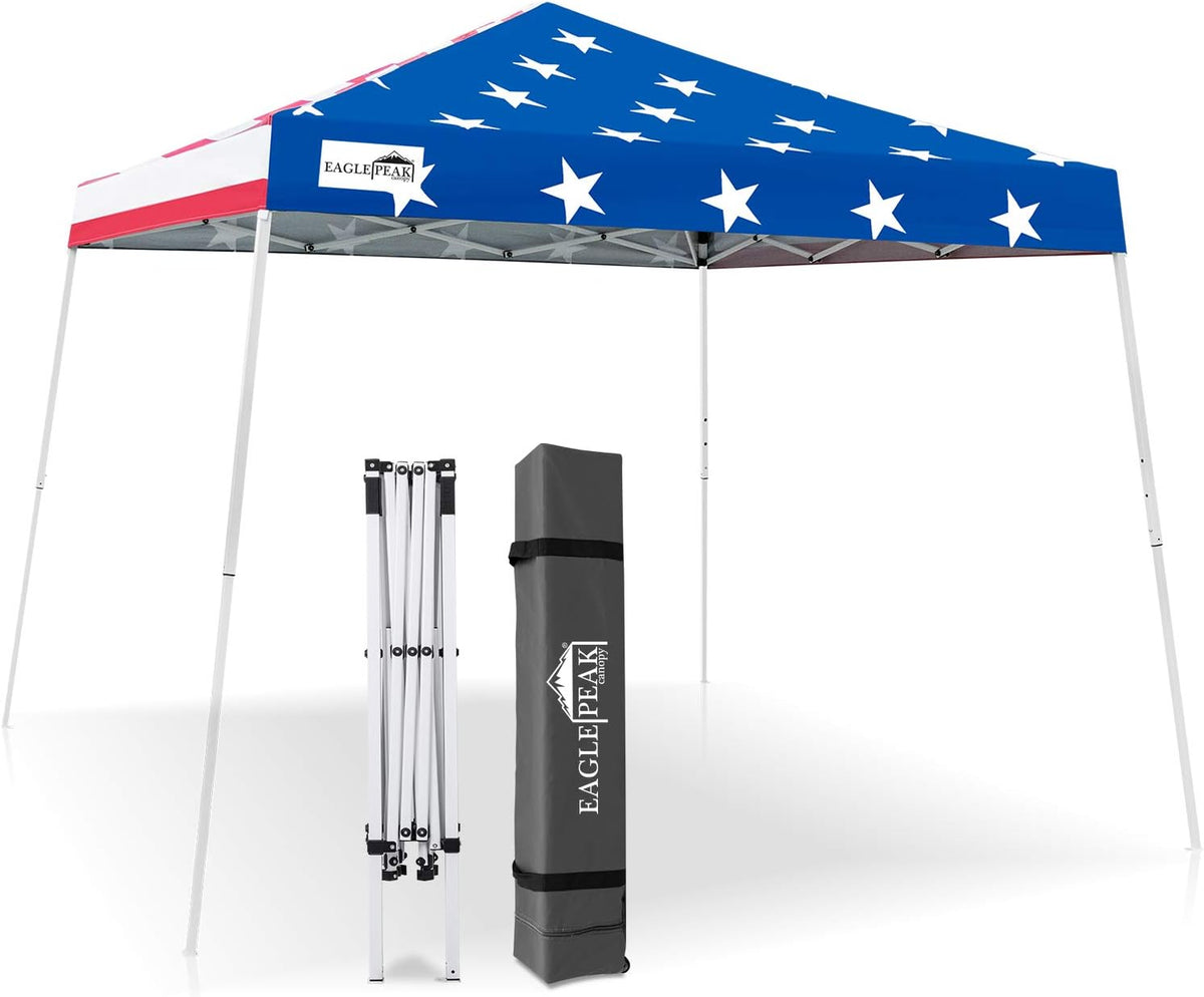 10' x 10' Slant Leg Pop-up Canopy Tent with 64 Square Feet of Shade (Blue) J484