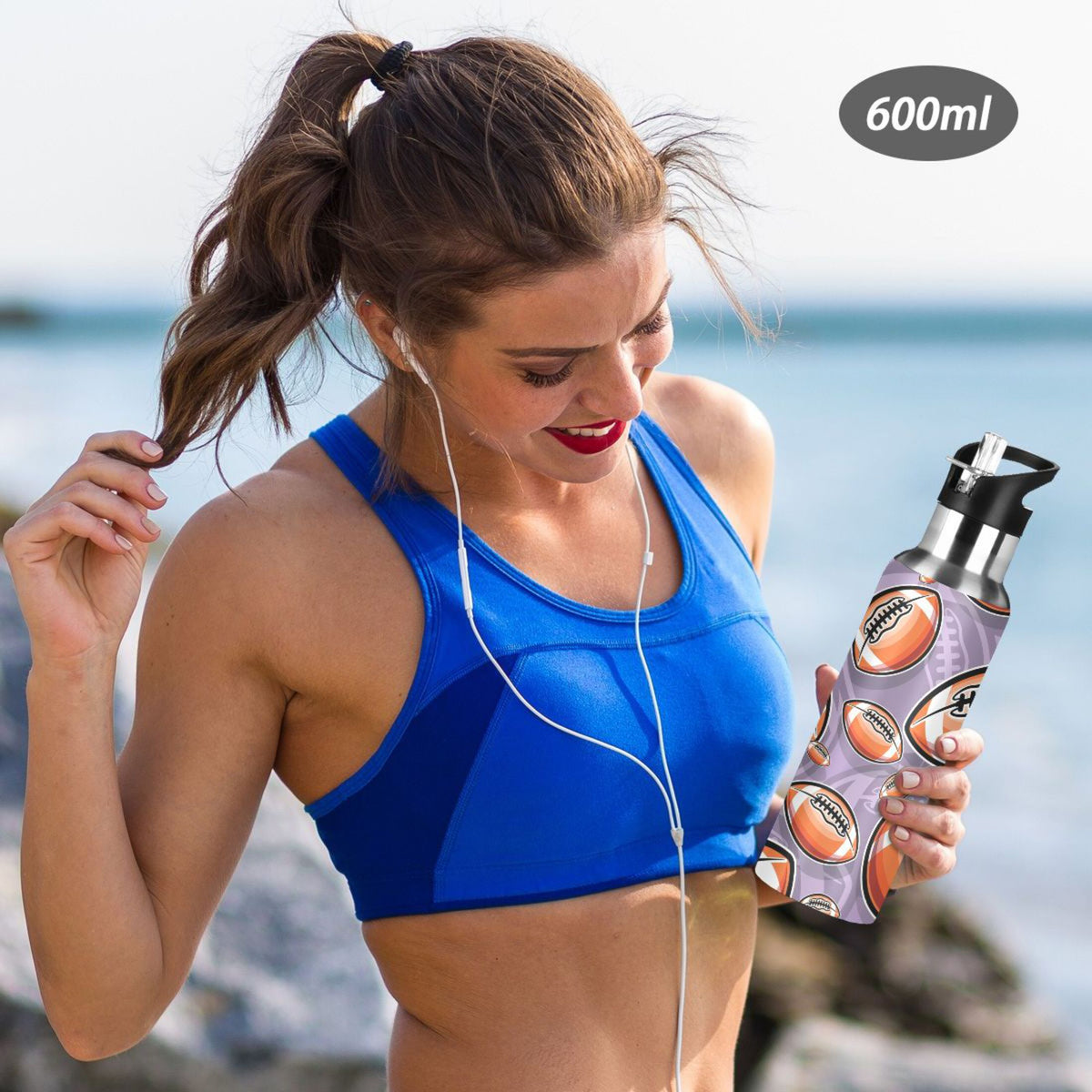 20 oz Insulated Stainless Steel Water Bottle with Straw Lid E8538