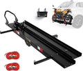 Heavy Duty Steel Motorcycle Carrier with Loading Ramp, Wheel Chock & 2 Straps N54503