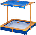 Wooden Outdoor Kids Sandbox with Canopy T23915