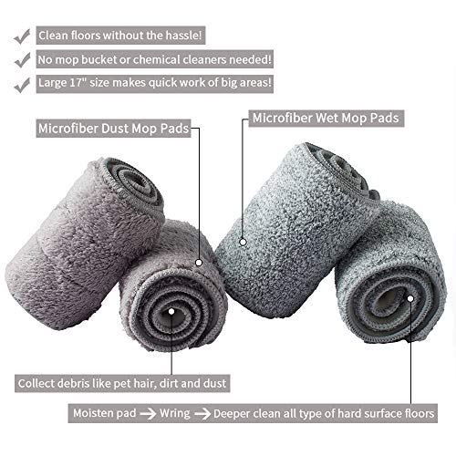 Commercial Flat Microfiber Floor Mop with 4 Washable Pads M35412