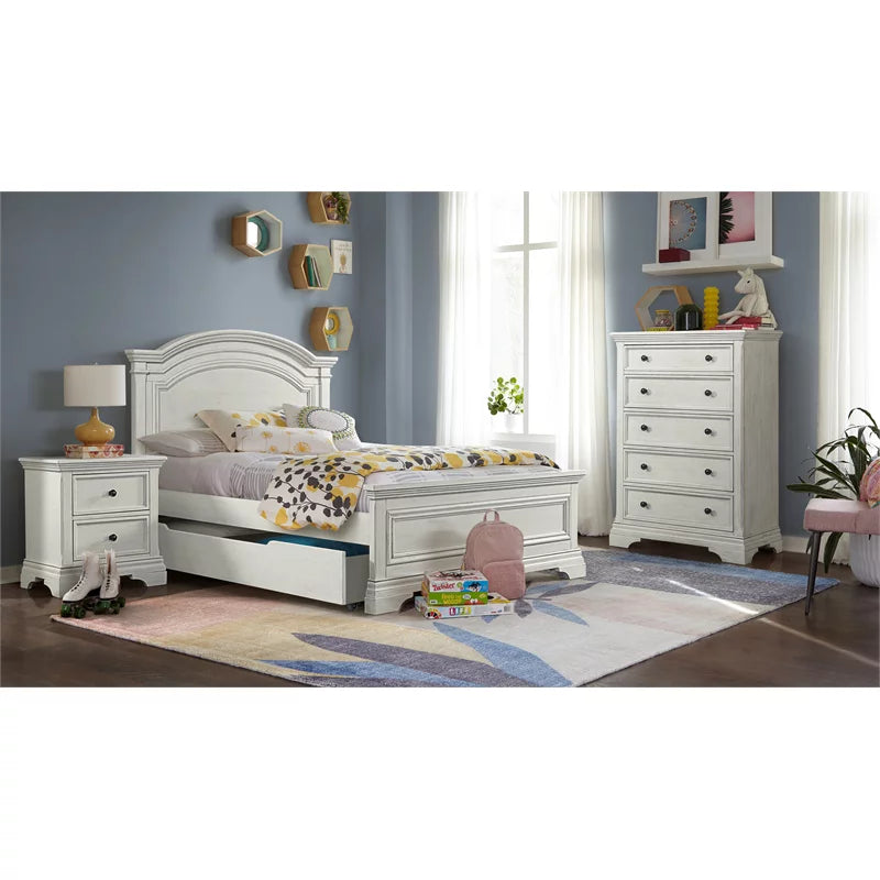 Brushed White Wood Full Bed S46927