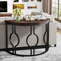 Half Moon Console Table with Geometric Base Q40105