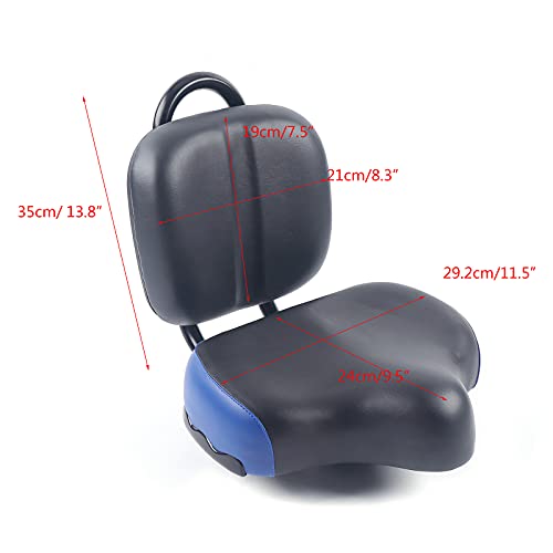 Backrest Saddle Bike Seat with Backrest, 11.5" x 9.5" Universal Bicycle Saddle Seat with Back Support, Faux Leather Foam Cycling Seat Cushion Y770470