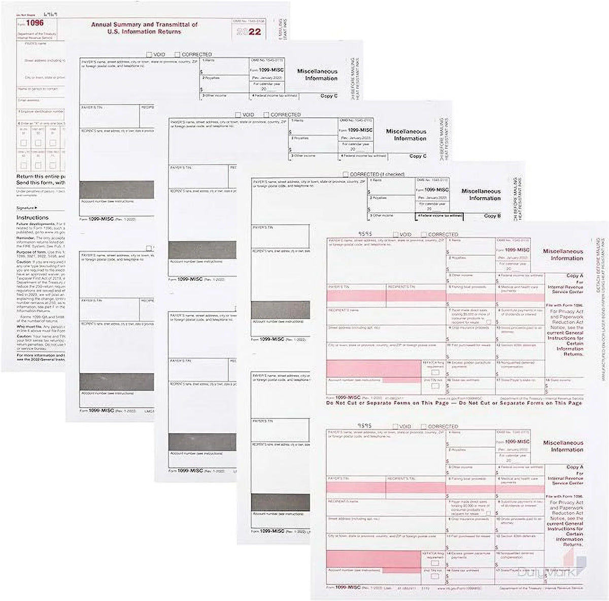 1099 Misc Forms 2022, 4 Part Laser Tax Forms, 25-Pack Q709758