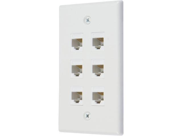 6 Port Cat6 Wall Plate, Female-Female, Pack of 10, White L1013