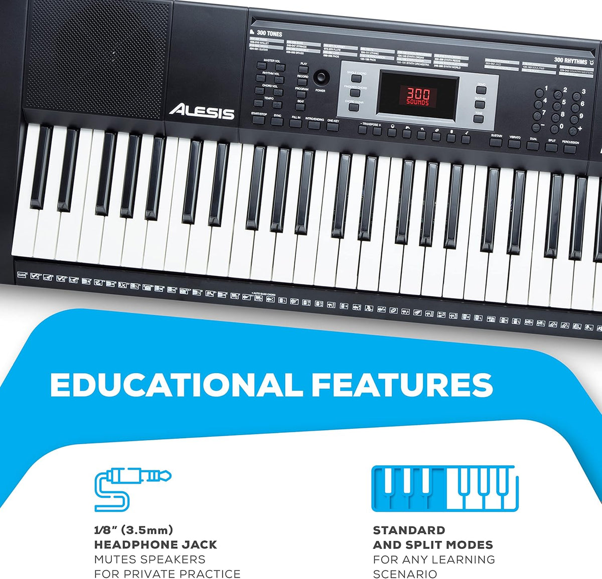 61 Key Keyboard Piano with 300 Sounds, Speakers, Digital Piano Stand, Bench, Headphones, Microphone X98084