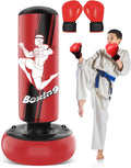 66 Inch Inflatable Punching Bag with Boxing Gloves (Red) M5892