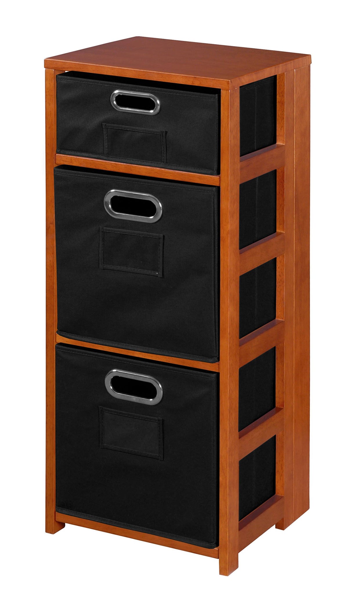 34 in. Square Folding Bookcase with Fabric Bins T566429