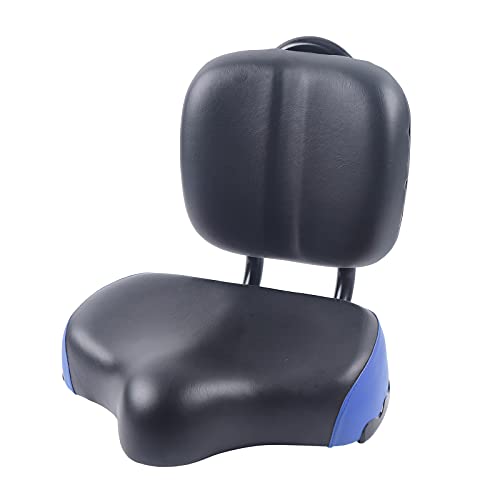 Backrest Saddle Bike Seat with Backrest, 11.5" x 9.5" Universal Bicycle Saddle Seat with Back Support, Faux Leather Foam Cycling Seat Cushion Y770470