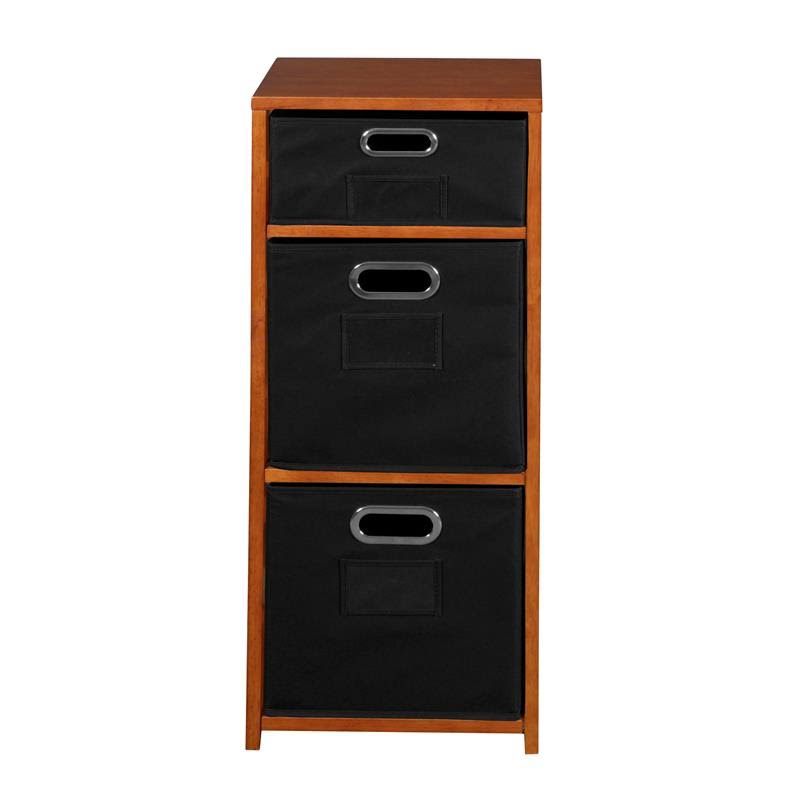 34 in. Square Folding Bookcase with Fabric Bins T566429