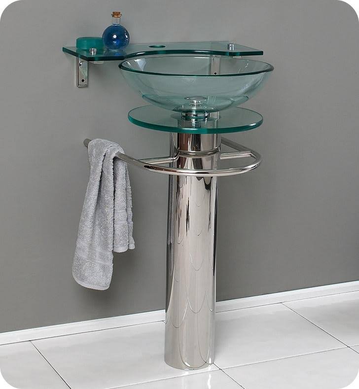 Modern Glass Bathroom Pedestal J12602