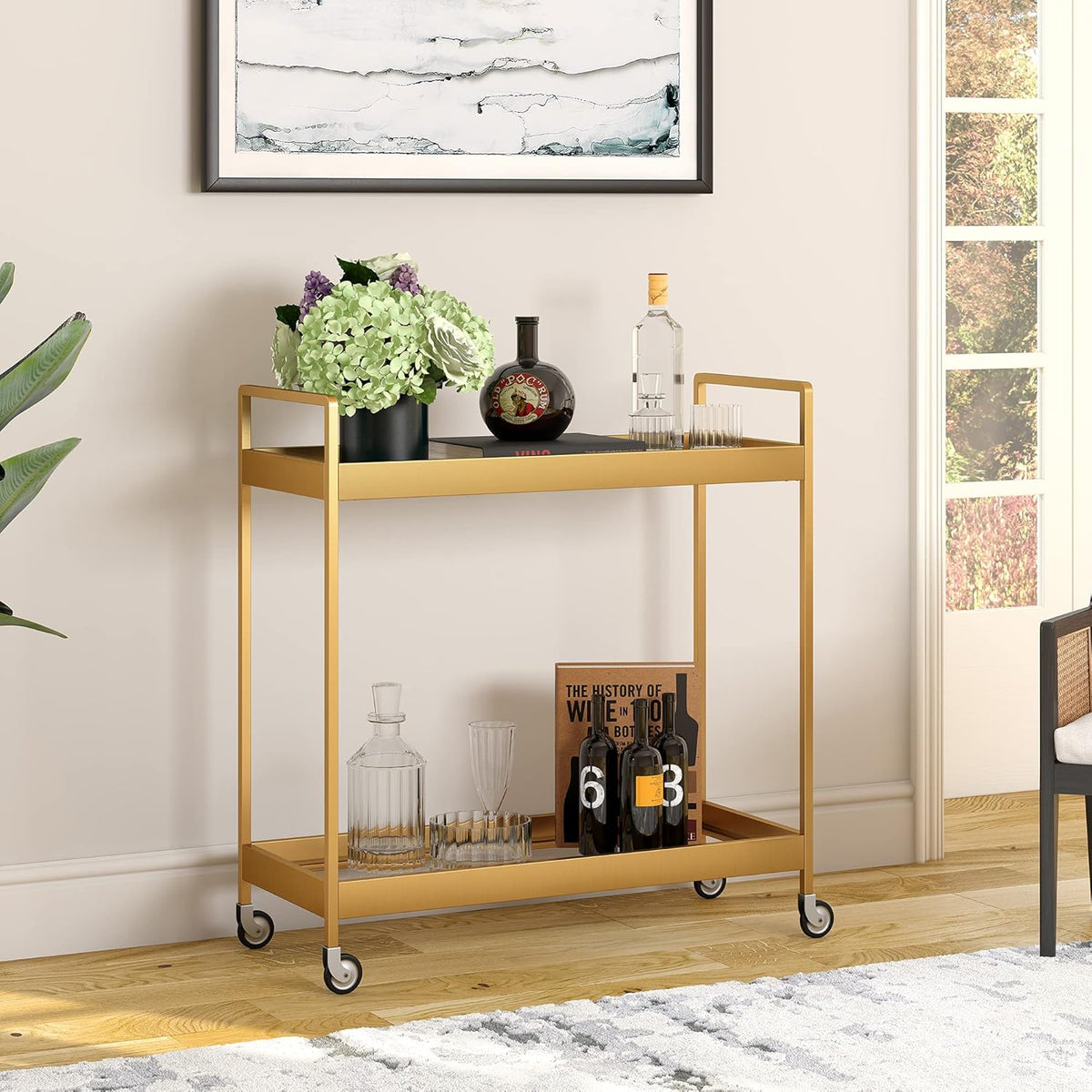 Satin Nickel Bar Kitchen Cart P1403