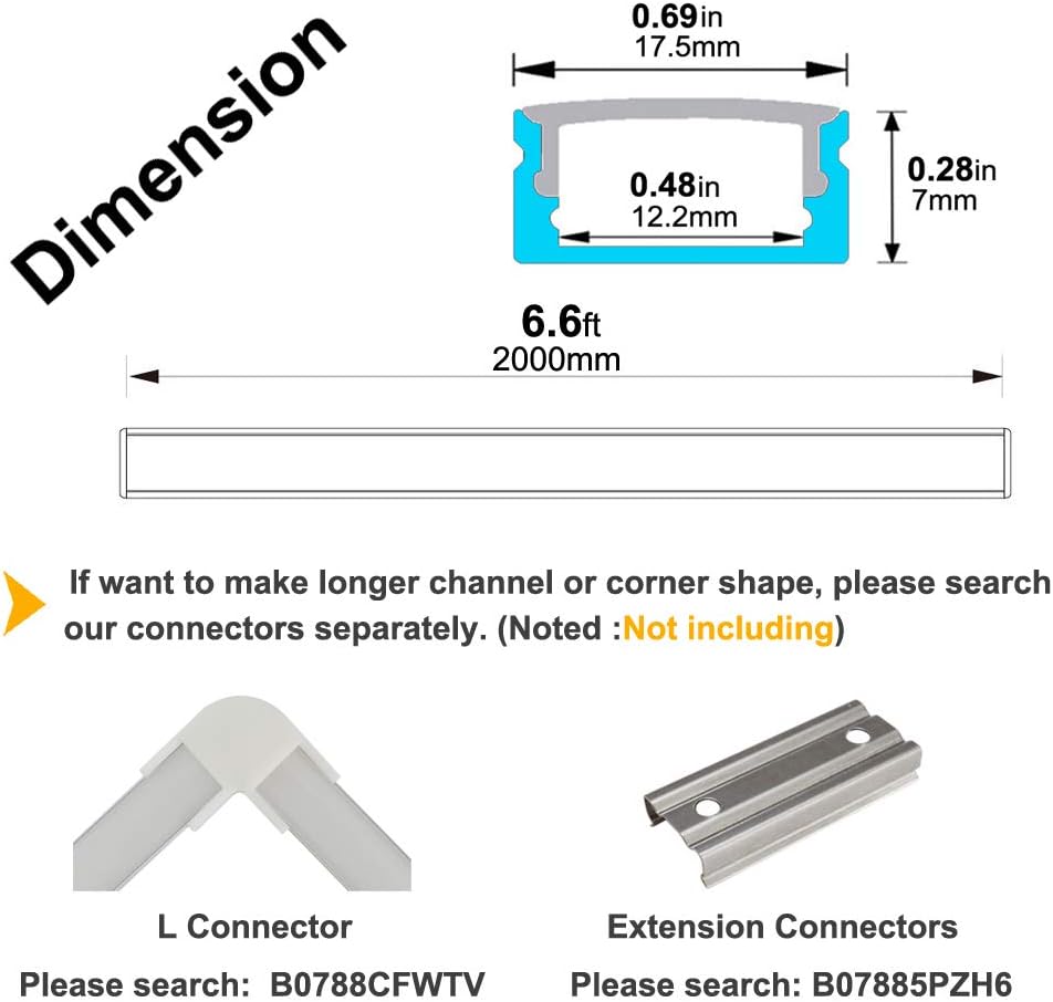 10-Pack 6.6ft U Shape LED Aluminum Channel System with Milky Cover V906232