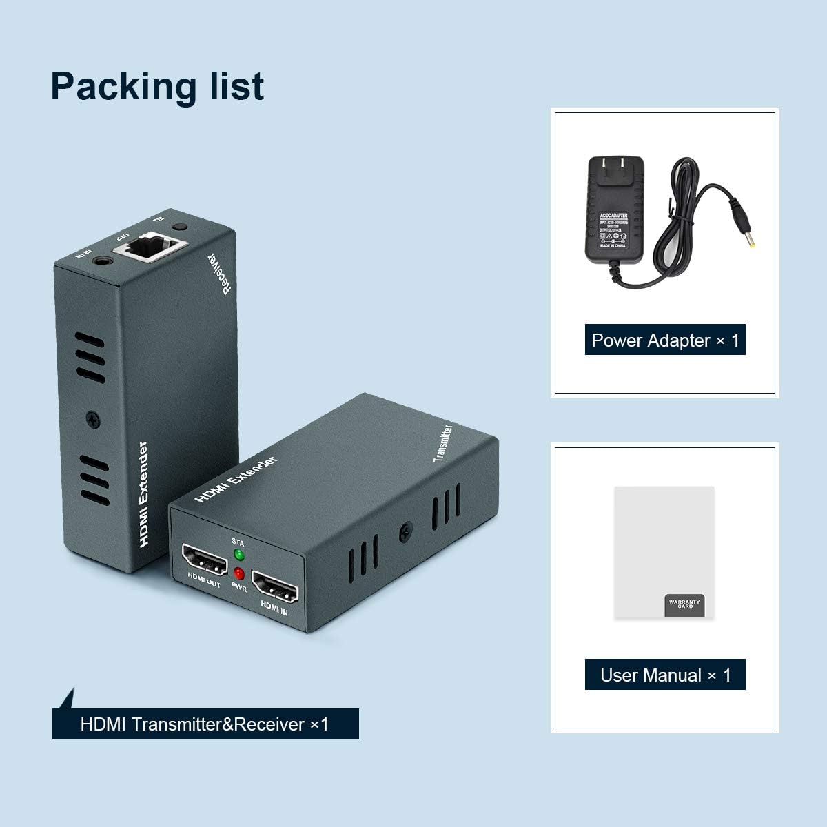 1080P@60Hz HDMI Extender with Local Output, 165ft Over CAT5e/CAT6/CAT7 Cable U182