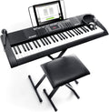 61 Key Keyboard Piano with 300 Sounds, Speakers, Digital Piano Stand, Bench, Headphones, Microphone X98084